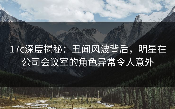 17c深度揭秘：丑闻风波背后，明星在公司会议室的角色异常令人意外